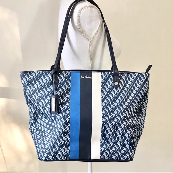 Sam Edelman Handbags - Sam Edelman Signature Shoulder Bag Tote Navy Poseidon Blue